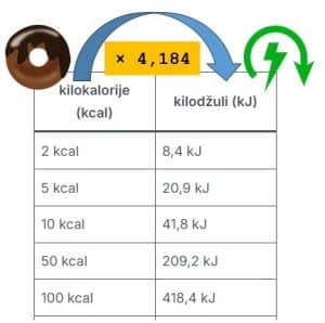 kcal u kJ - kilokalorije u kilodžule